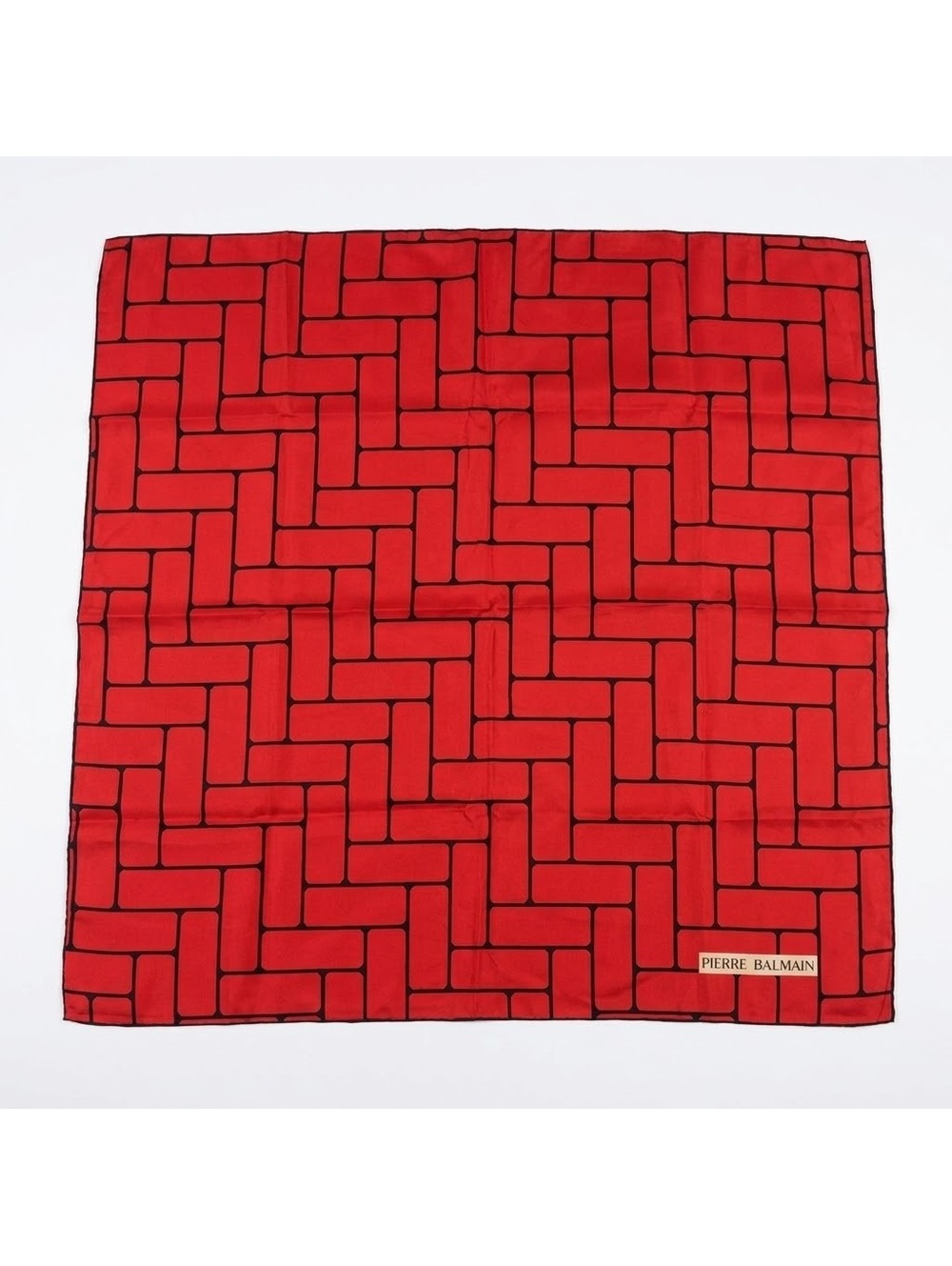 Pierre Balmain Red Geometric Scarf